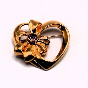NWOT Avon Heart Brooch with Faux Amethyst